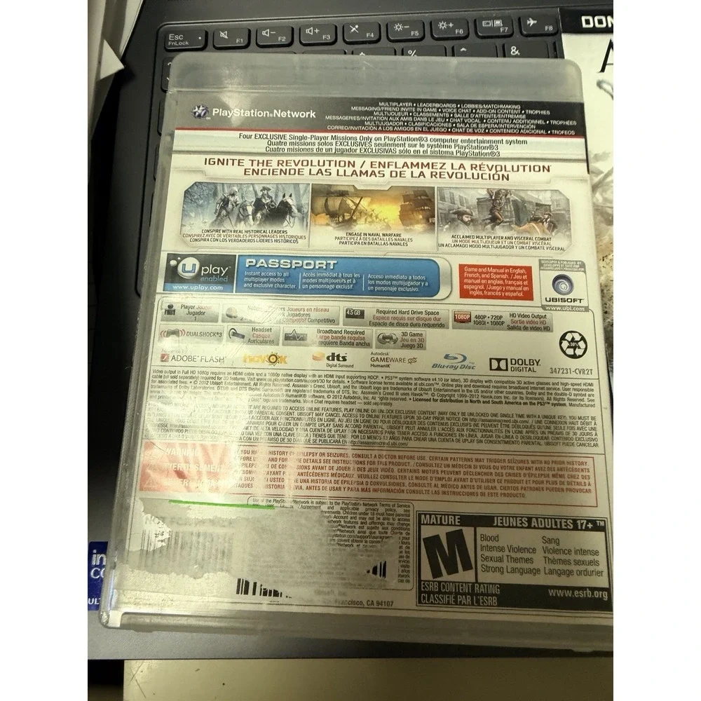 Assassin's Creed III 3 Sony PlayStation 3 PS3 Game with Manual‎ Ubisoft